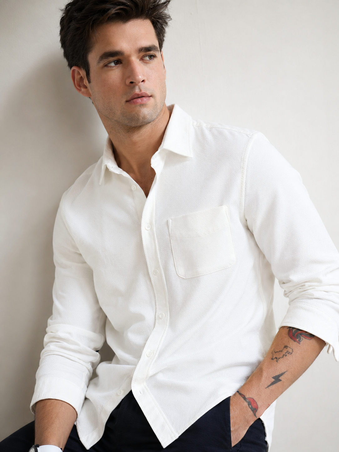 Men White Regular Fit Shirt