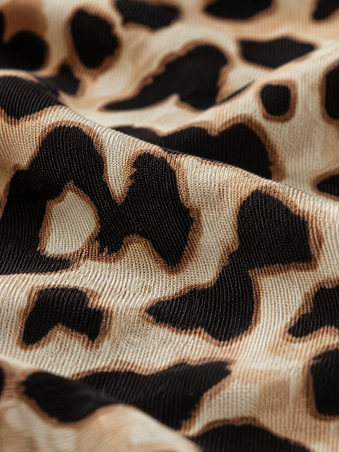 Women Brown Leopard Print Ruffle Neck Top