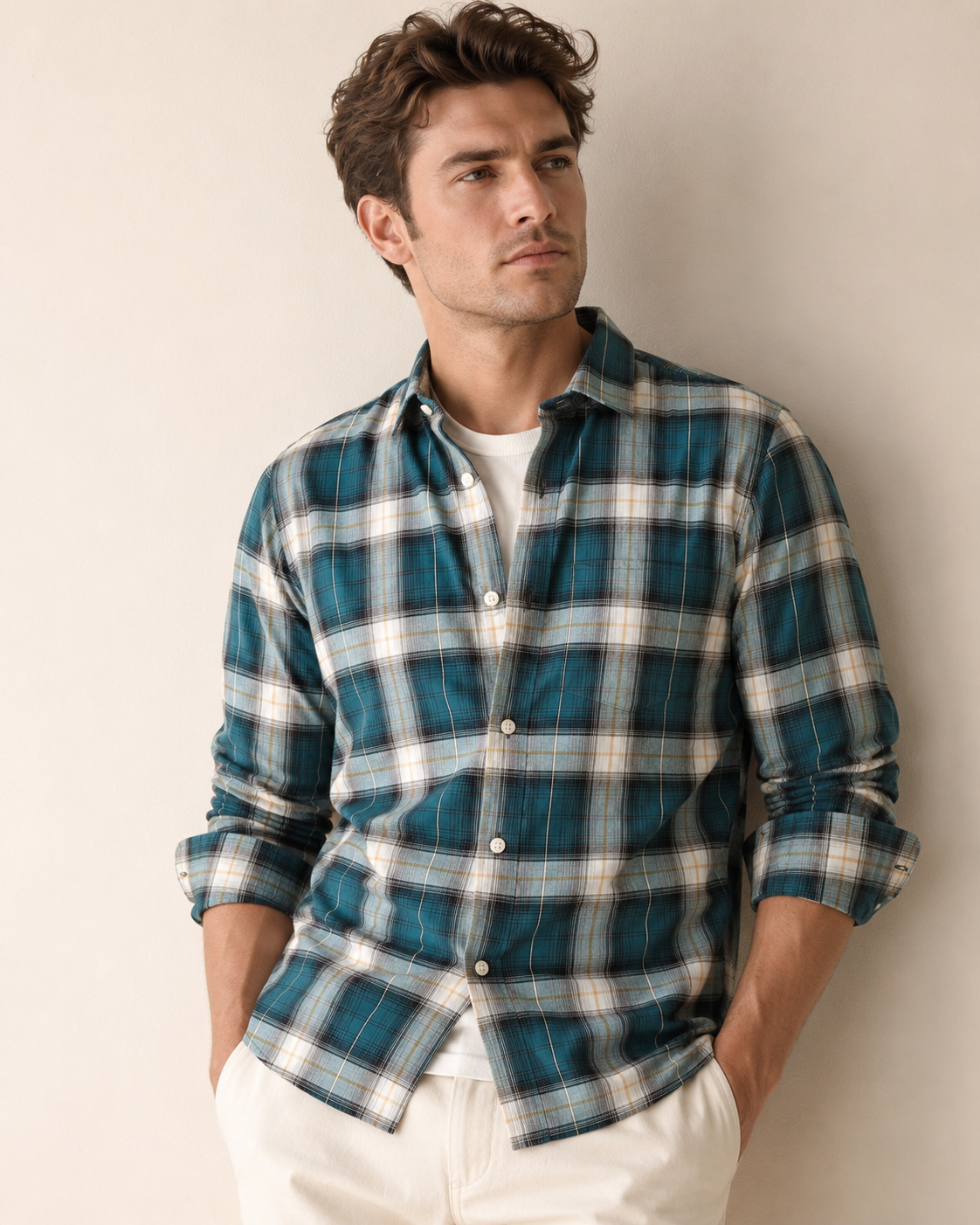 Men Green Plaid Regular Fit Shirt