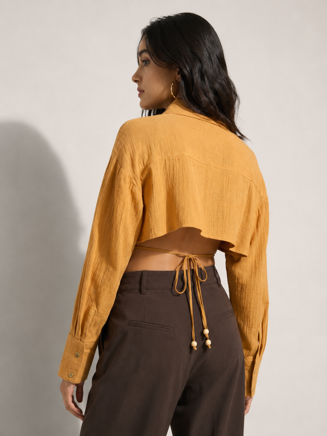 Women  Mustard  Shirt with Stylish Back Cut-Out
