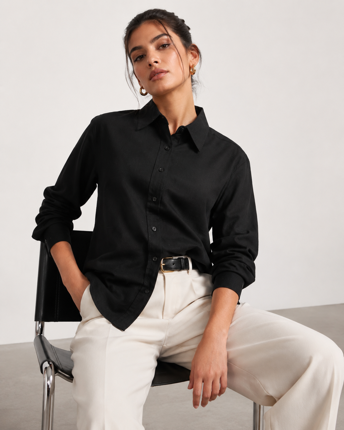 Women Black Regular Fit Shirt