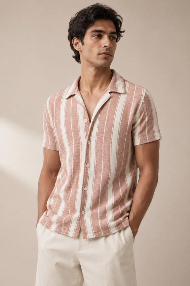 Men Roman Striped Shirt Orange Pop