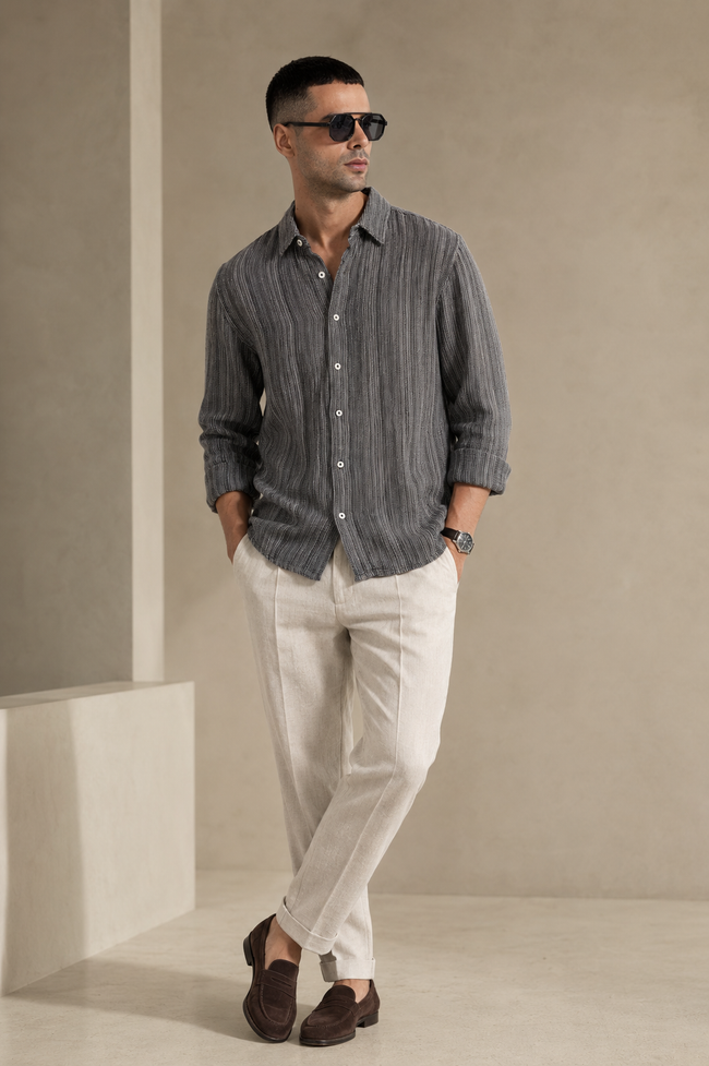 Men Fashion Black Stripe Shirt