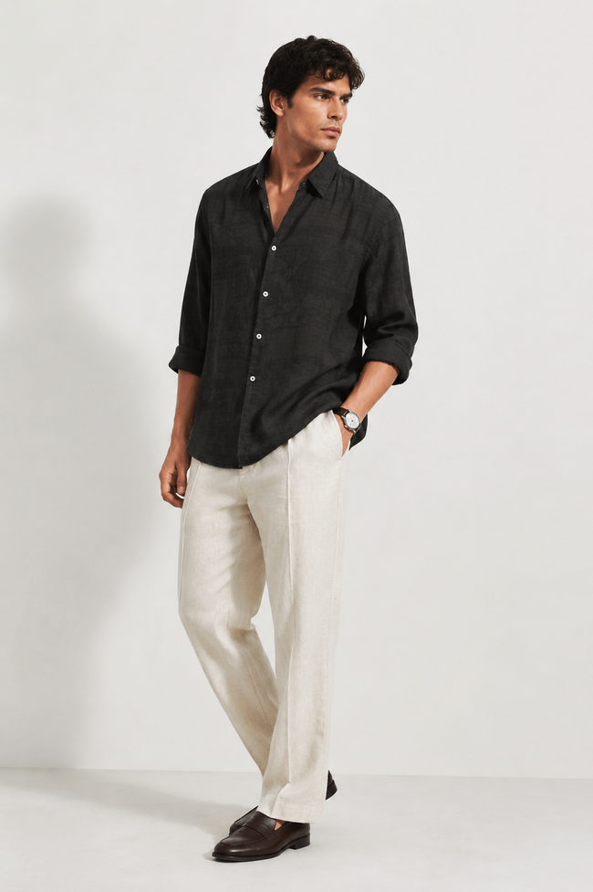 Men Olive Printed Overdyed Shirt