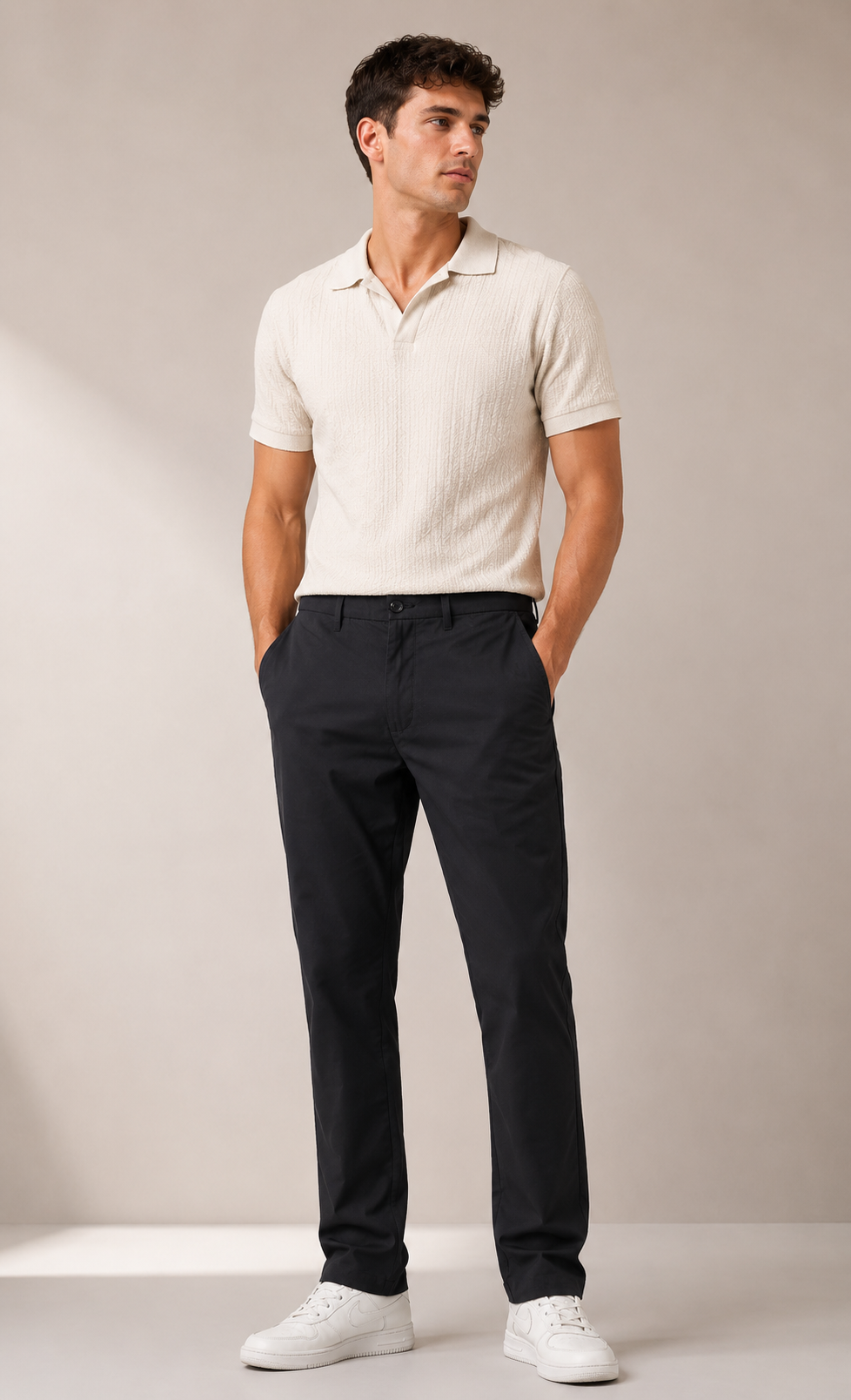 Men Black Mid Rise Regular Fit Trouser