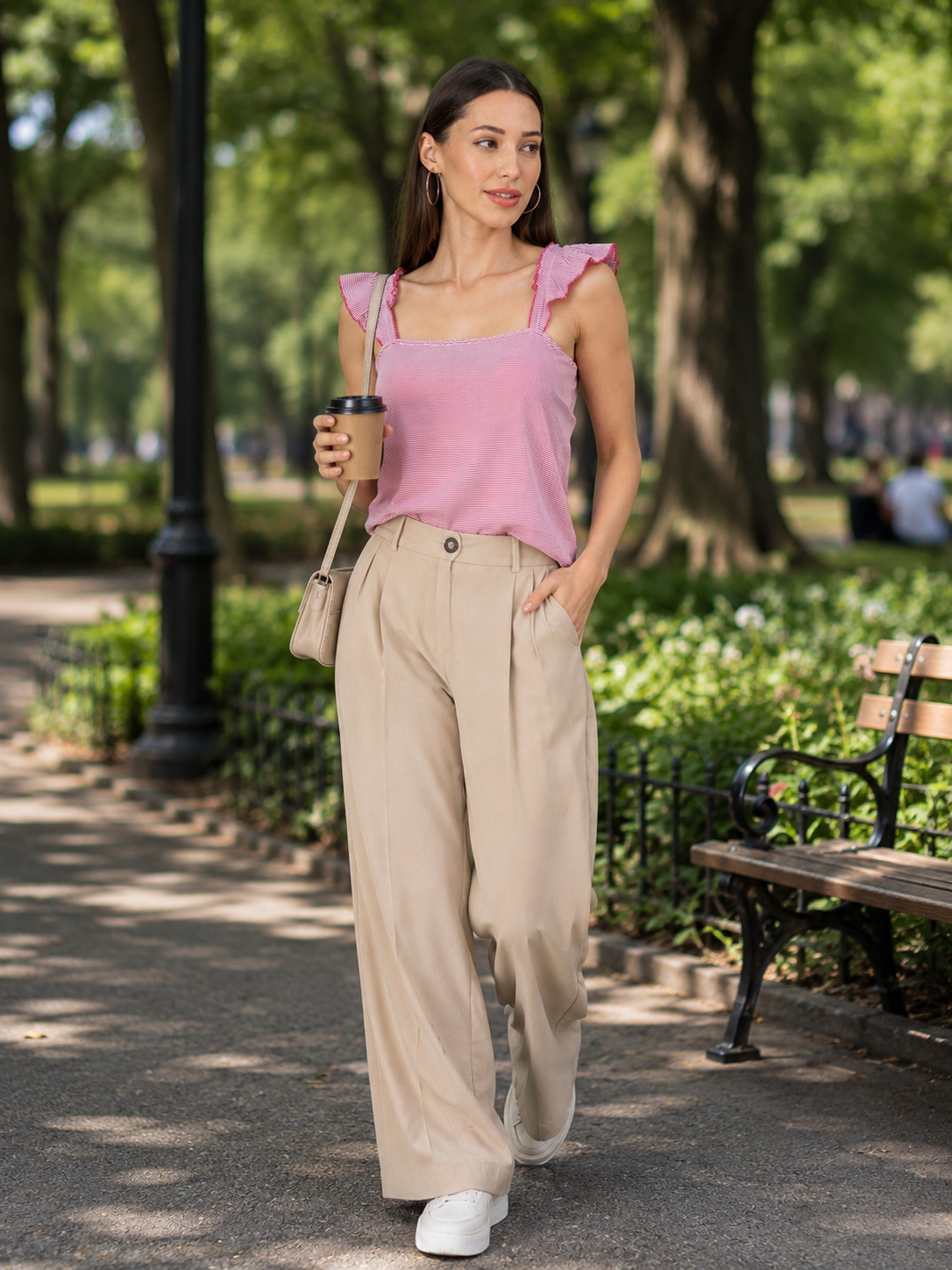 Women Pink Striped Top
