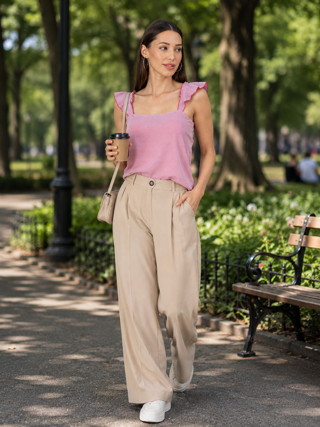Women Pink Striped Top