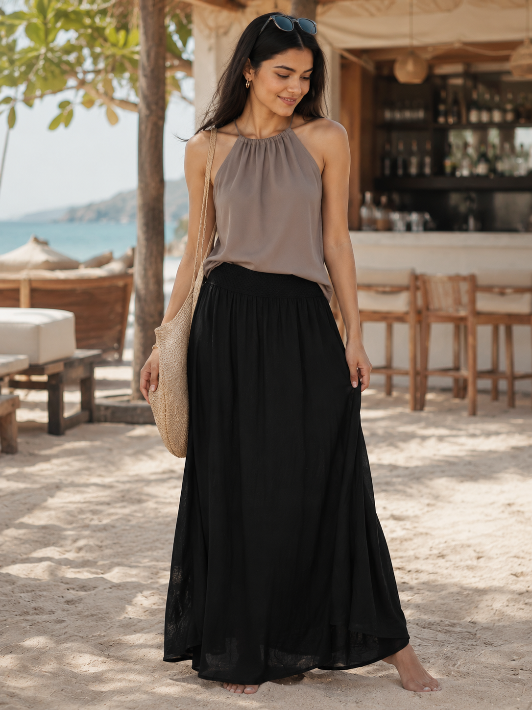 Women Side Slit Maxi Skirt