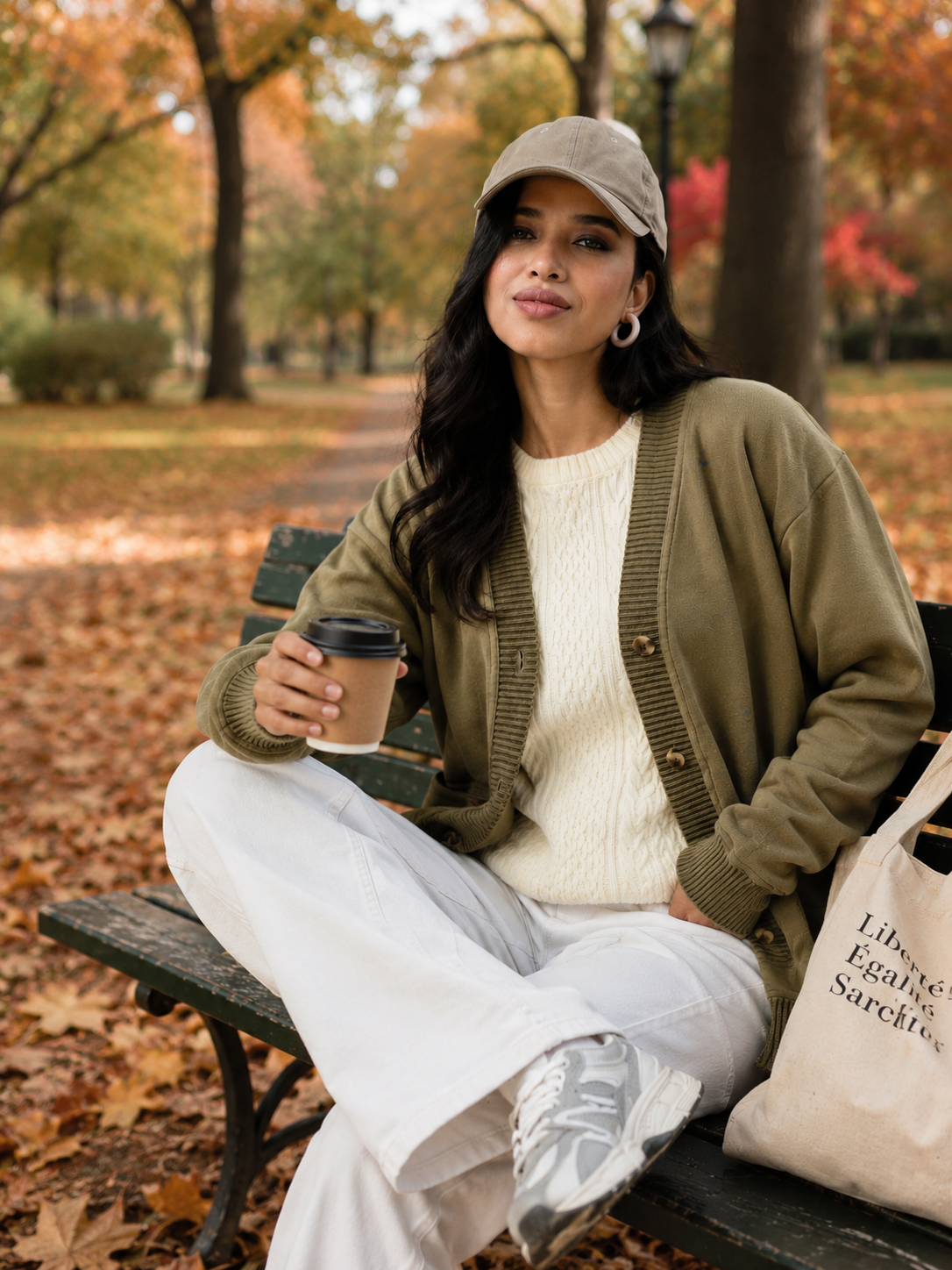 Women Olive Oversized Cardigan