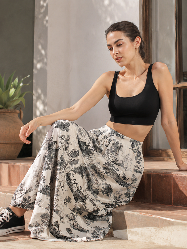 Women White Printed Chic Skirt