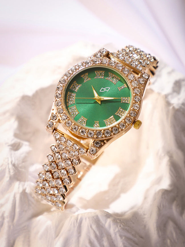 Embellished Contrast Round Watch
