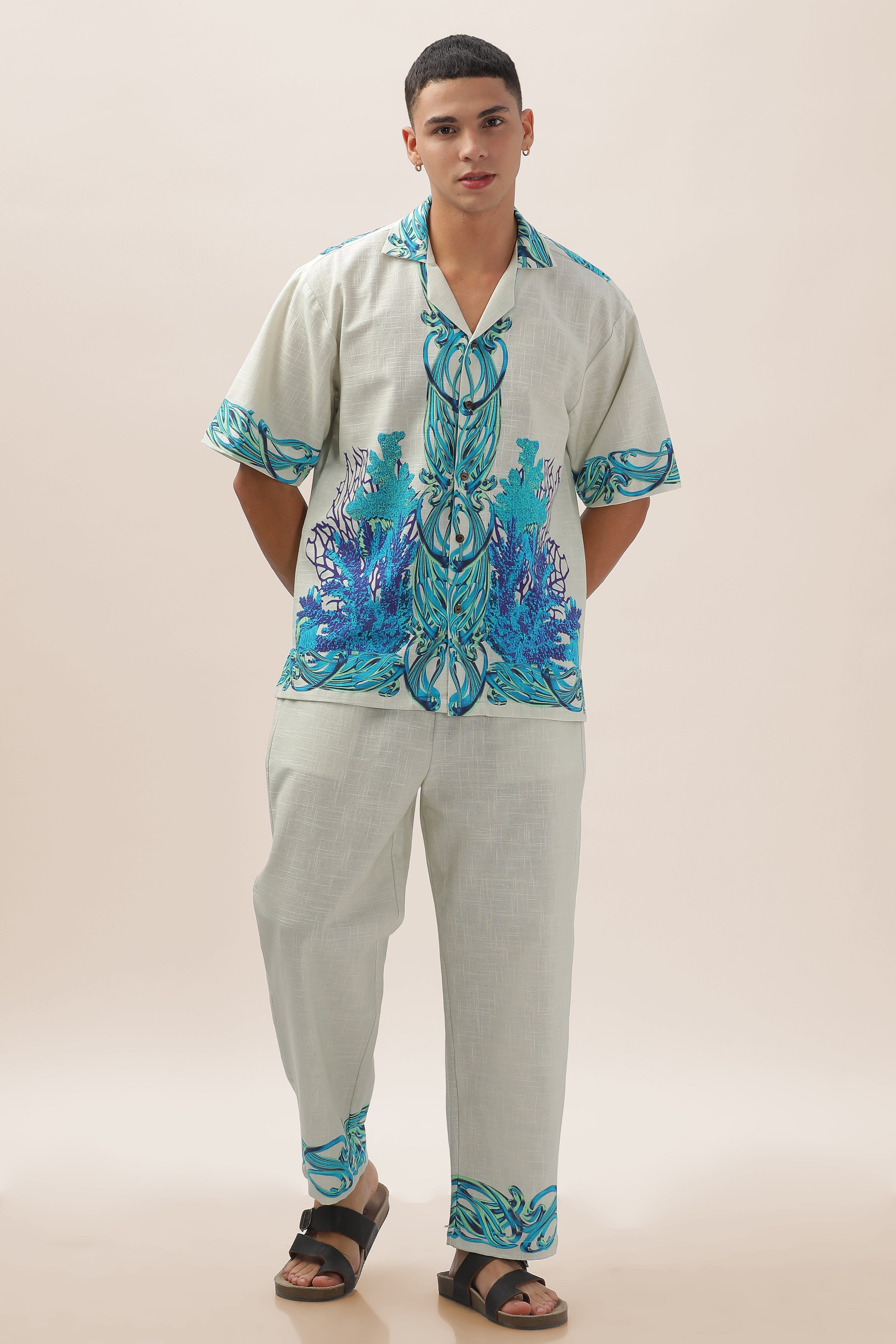 Men Pearl Garden Gauge Cotton Shirt