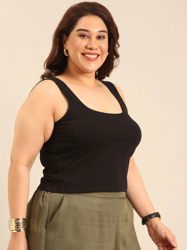 Women Black Crop Top