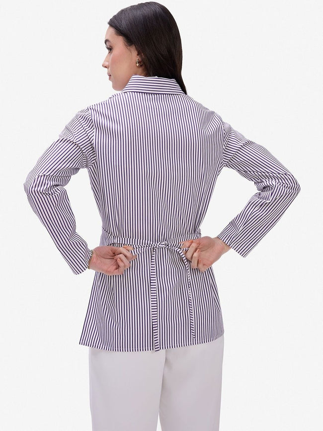 Women Purple Tie-Up Wrap Shirt