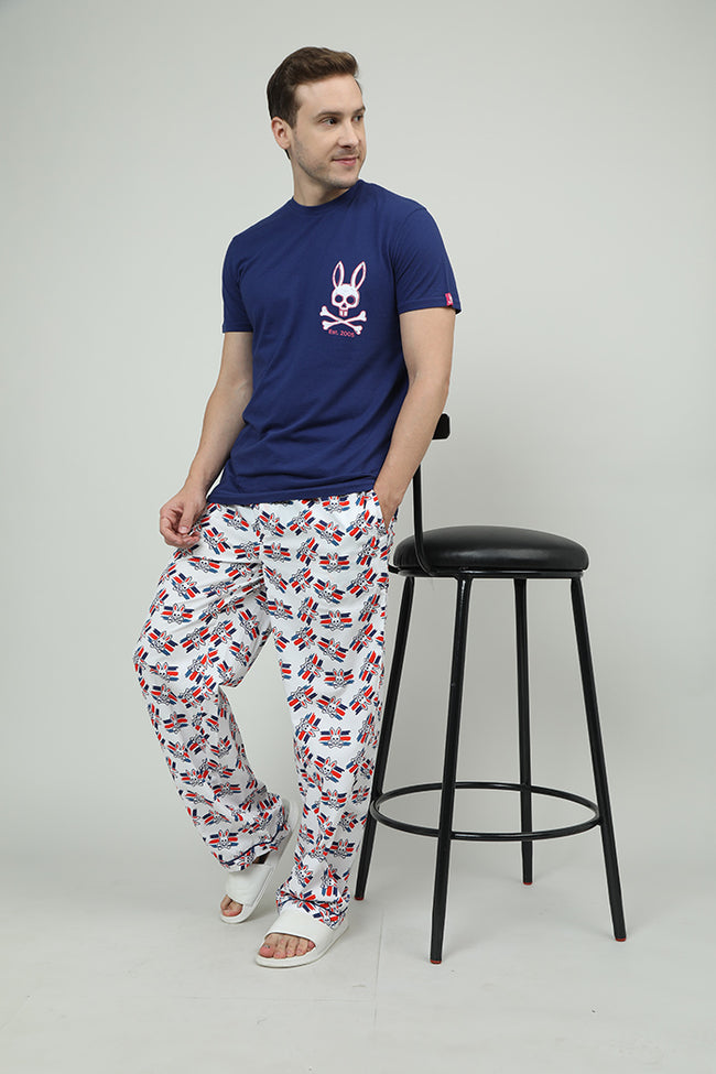 Men Blue Relaxed Fit Round Neck T-Shirt