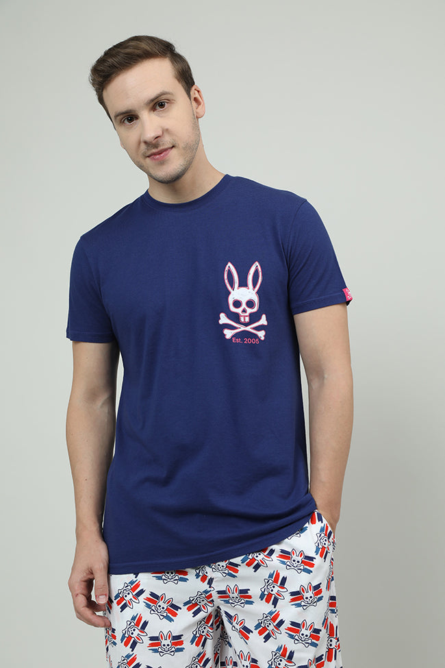 Men Blue Relaxed Fit Round Neck T-Shirt
