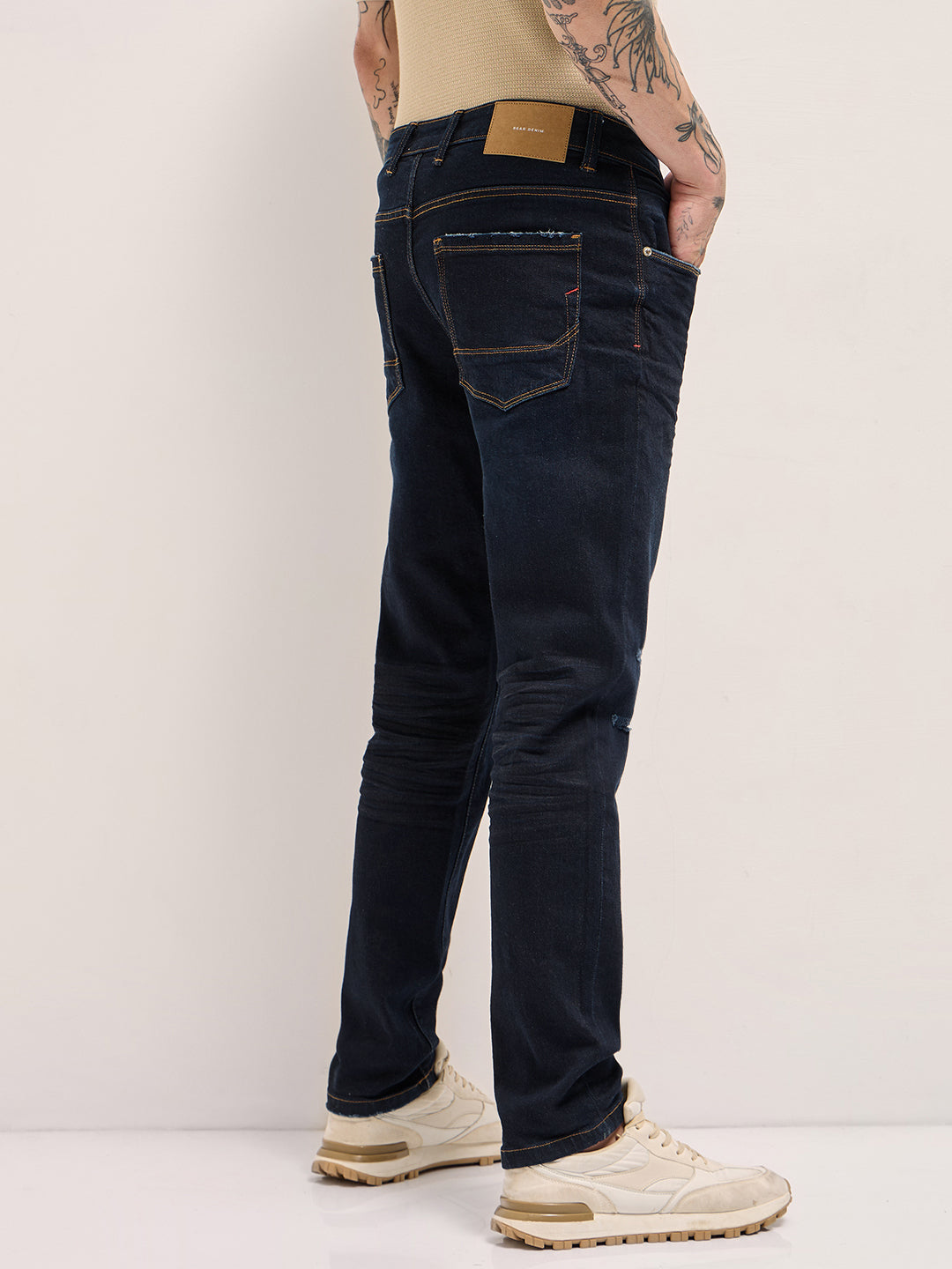 Men Dark BlueLight Fade Mid-Rise Skinny Fit Jeans