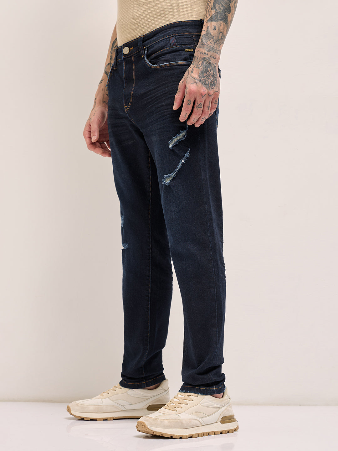 Men Dark BlueLight Fade Mid-Rise Skinny Fit Jeans