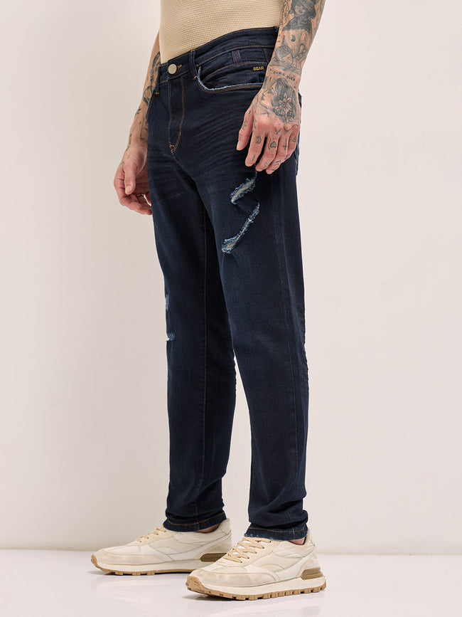 Men Dark BlueLight Fade Mid-Rise Skinny Fit Jeans