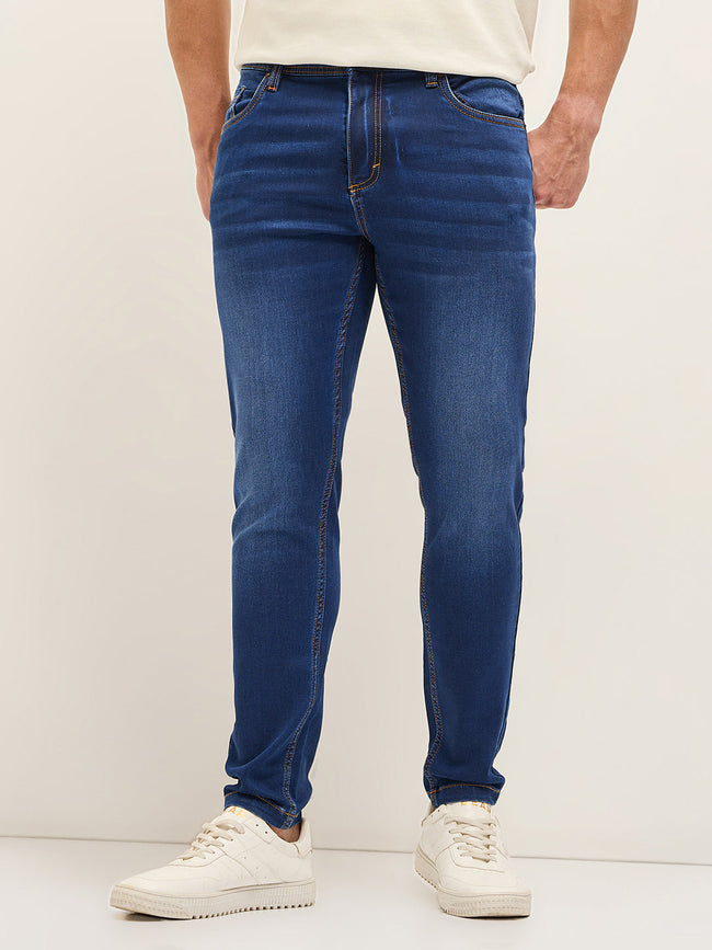 Men BlueLight Fade Mid-Rise Skinny Fit Jeans