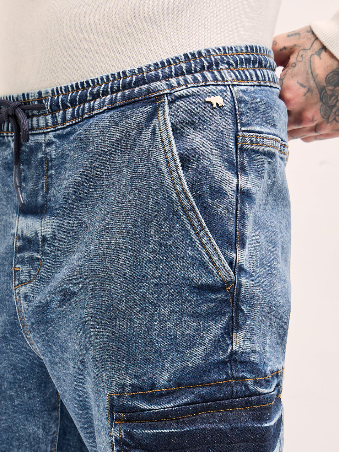Men Mid Blue Slim Fit Jogger-Style jean