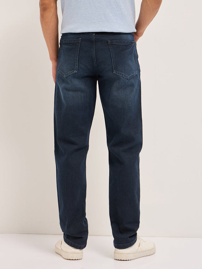 Men Dark BlueLight Fade Skinny Fit Mid-Rise Jeans
