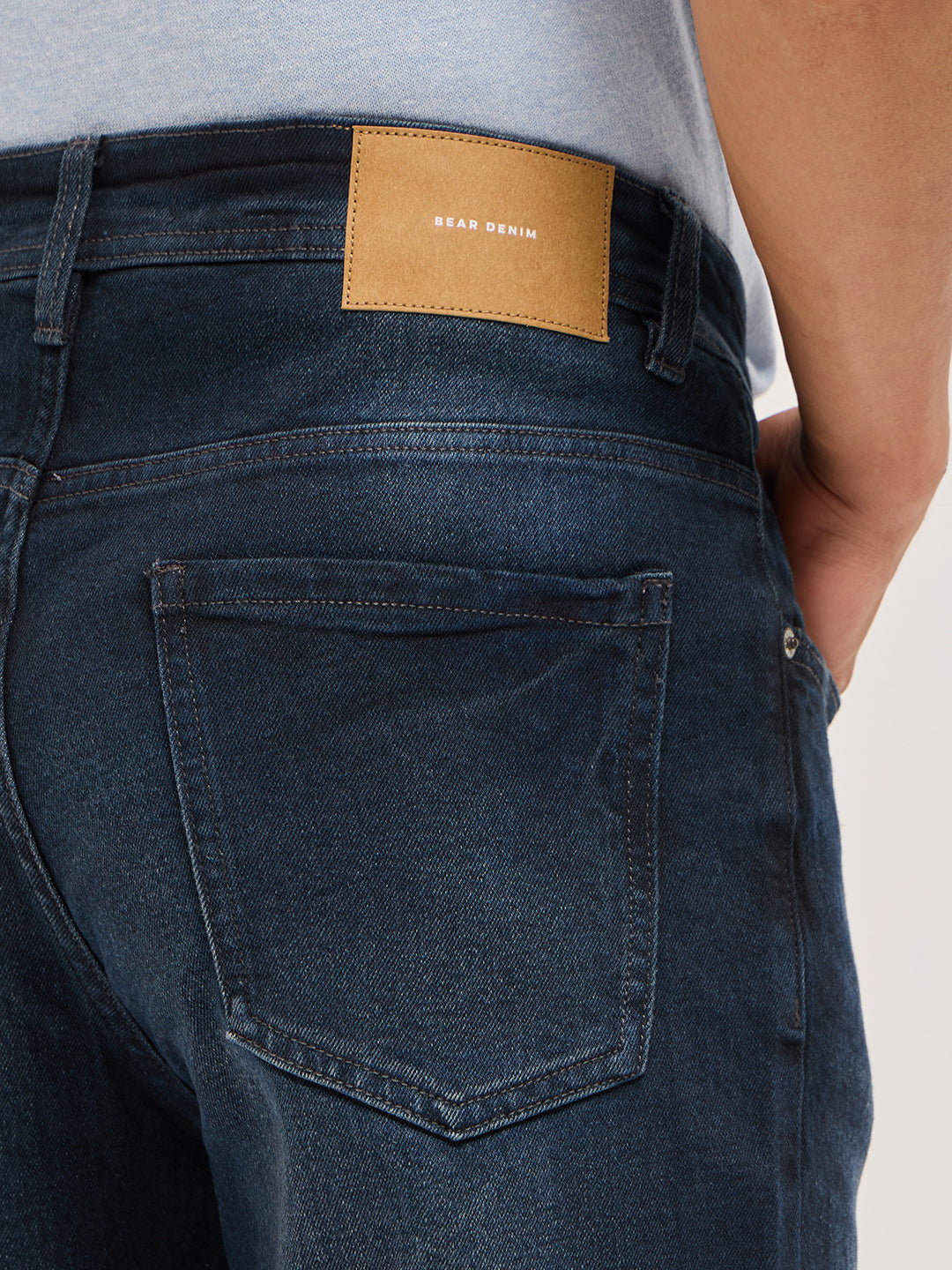 Men Dark BlueLight Fade Skinny Fit Mid-Rise Jeans