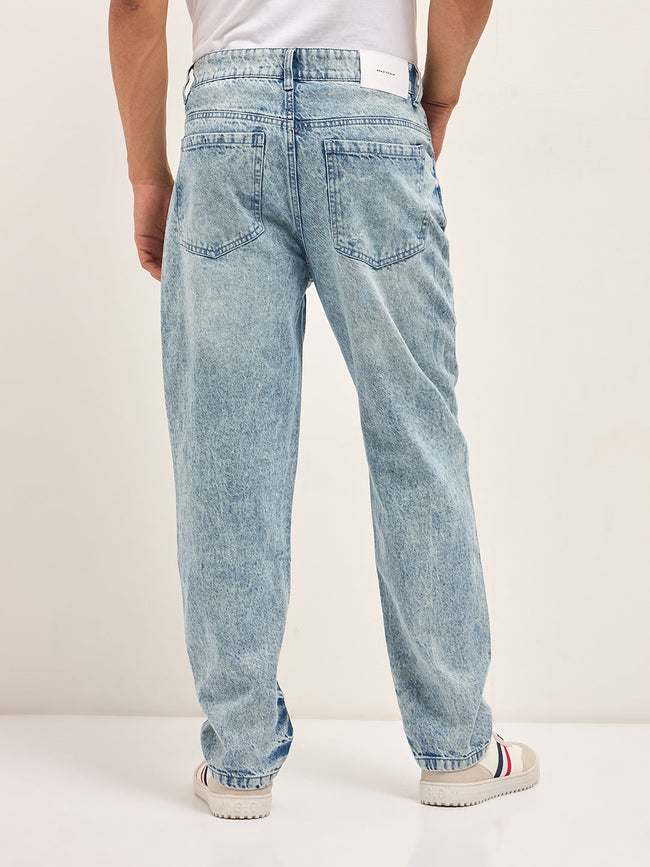 Men Light BlueLight Fade Slim Fit Mid-Rise Jeans