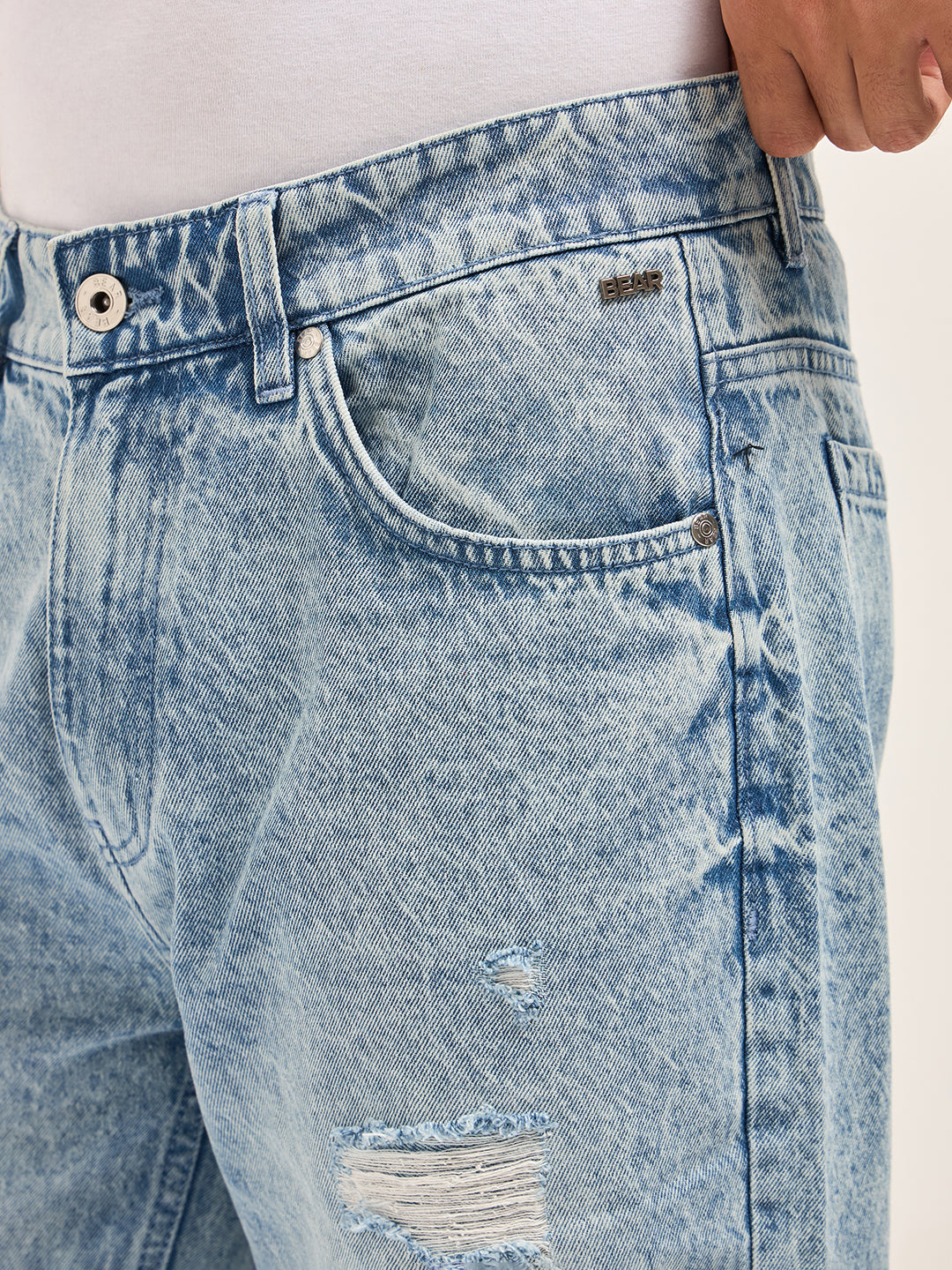 Men Light BlueLight Fade Slim Fit Mid-Rise Jeans