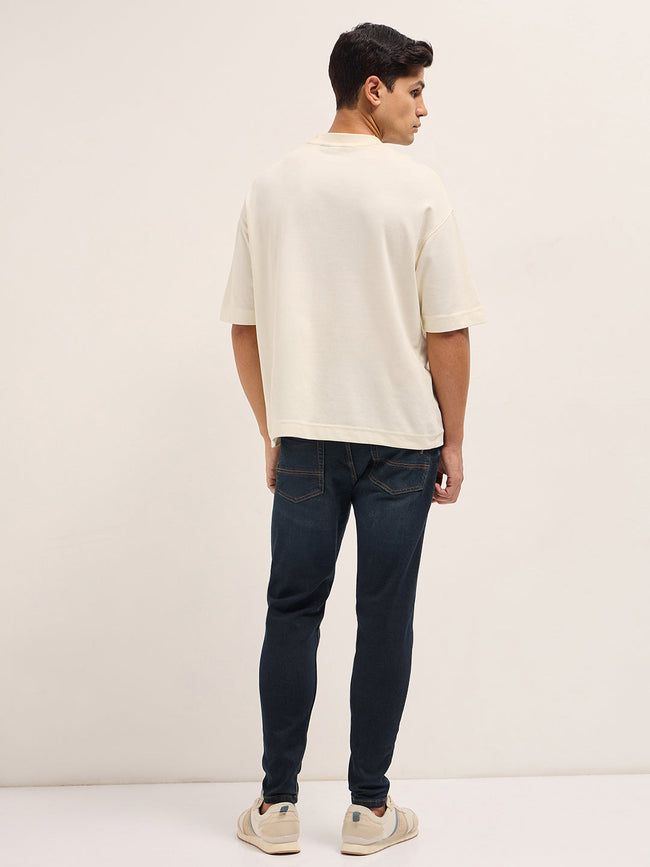 Men Dark BlueMid Fade Mid-Rise Slim Fit Jeans
