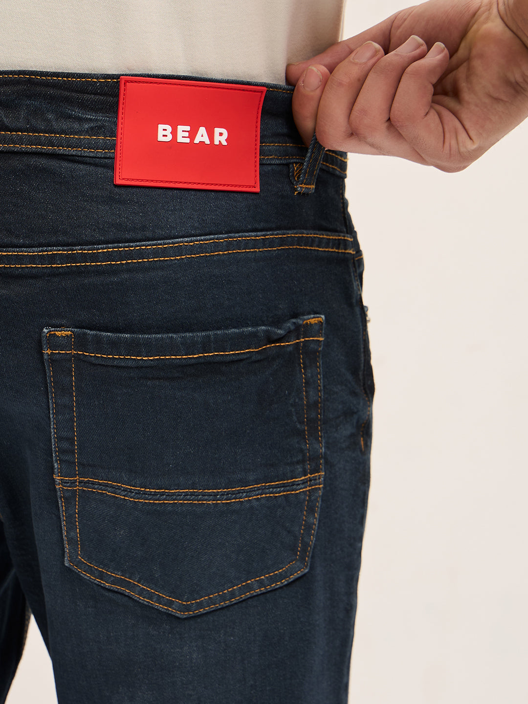 Men Dark BlueMid Fade Mid-Rise Slim Fit Jeans