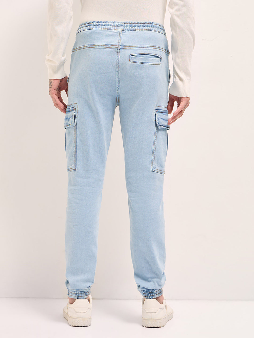 Men Light Blue Slim Fit Jogger-Style jean