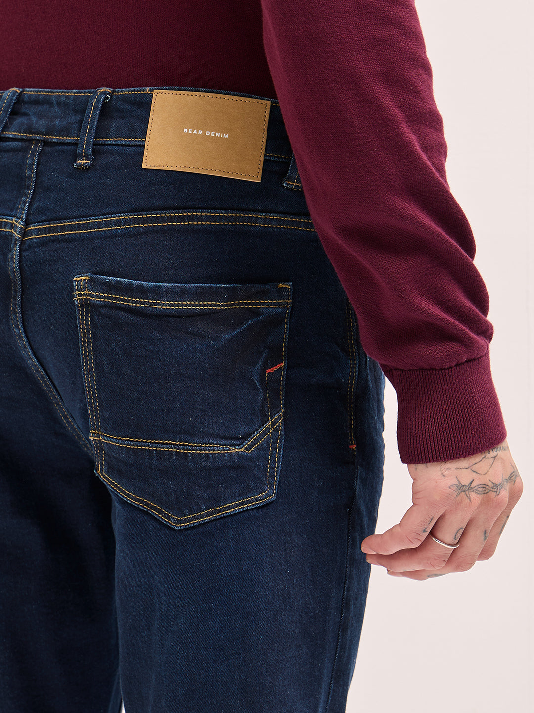 Men Dark Blue distressing and rip Mid-Rise Slim Fit Jeans
