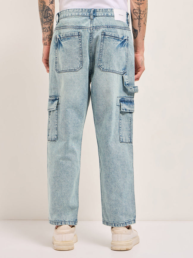 Men Light BlueMid Fade Mid-Rise Slim Fit Jeans