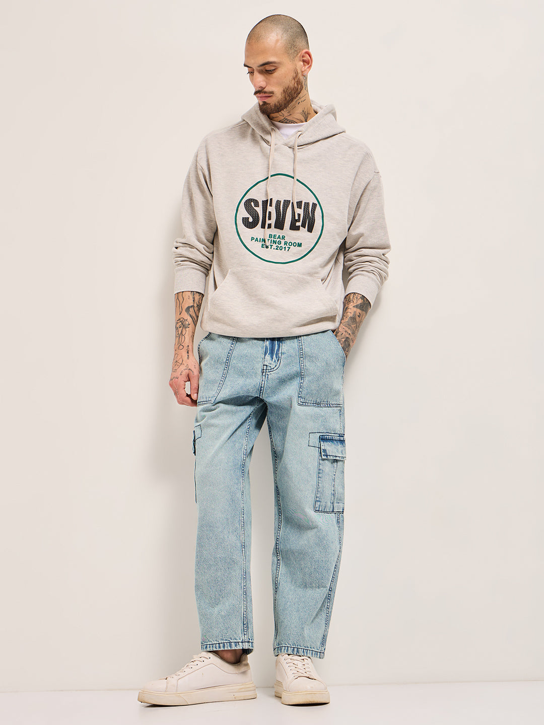 Men Light BlueMid Fade Mid-Rise Slim Fit Jeans