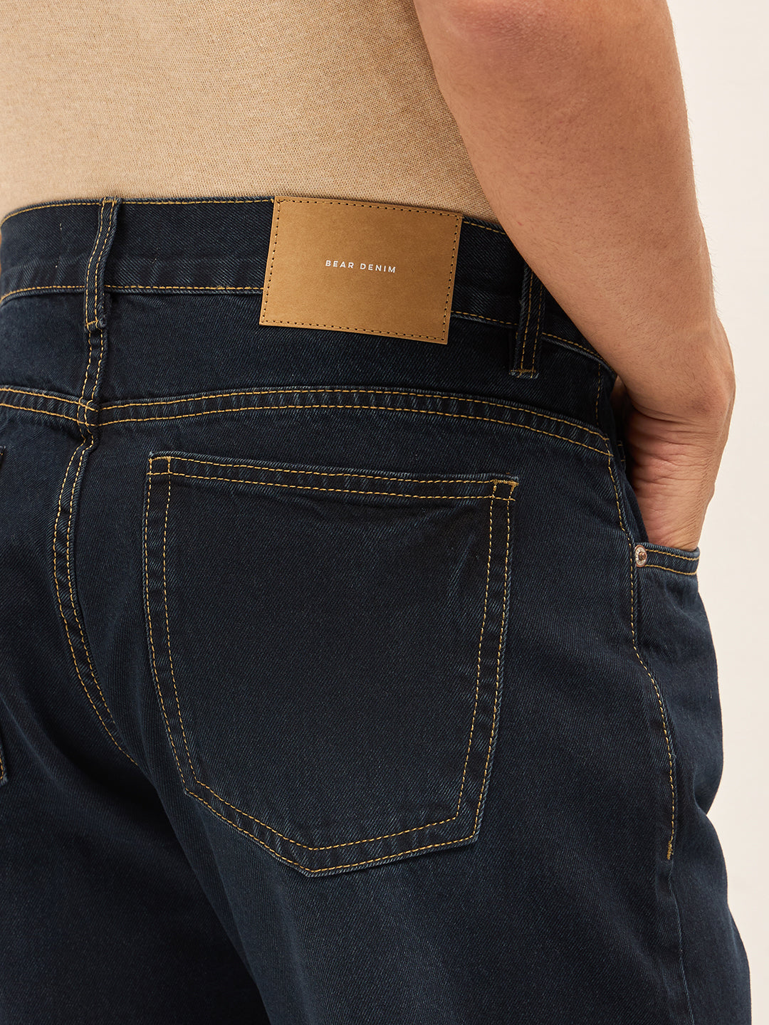 Men Dark BlueMid Fade Mid-Rise Baggy Fit Cargo Jeans