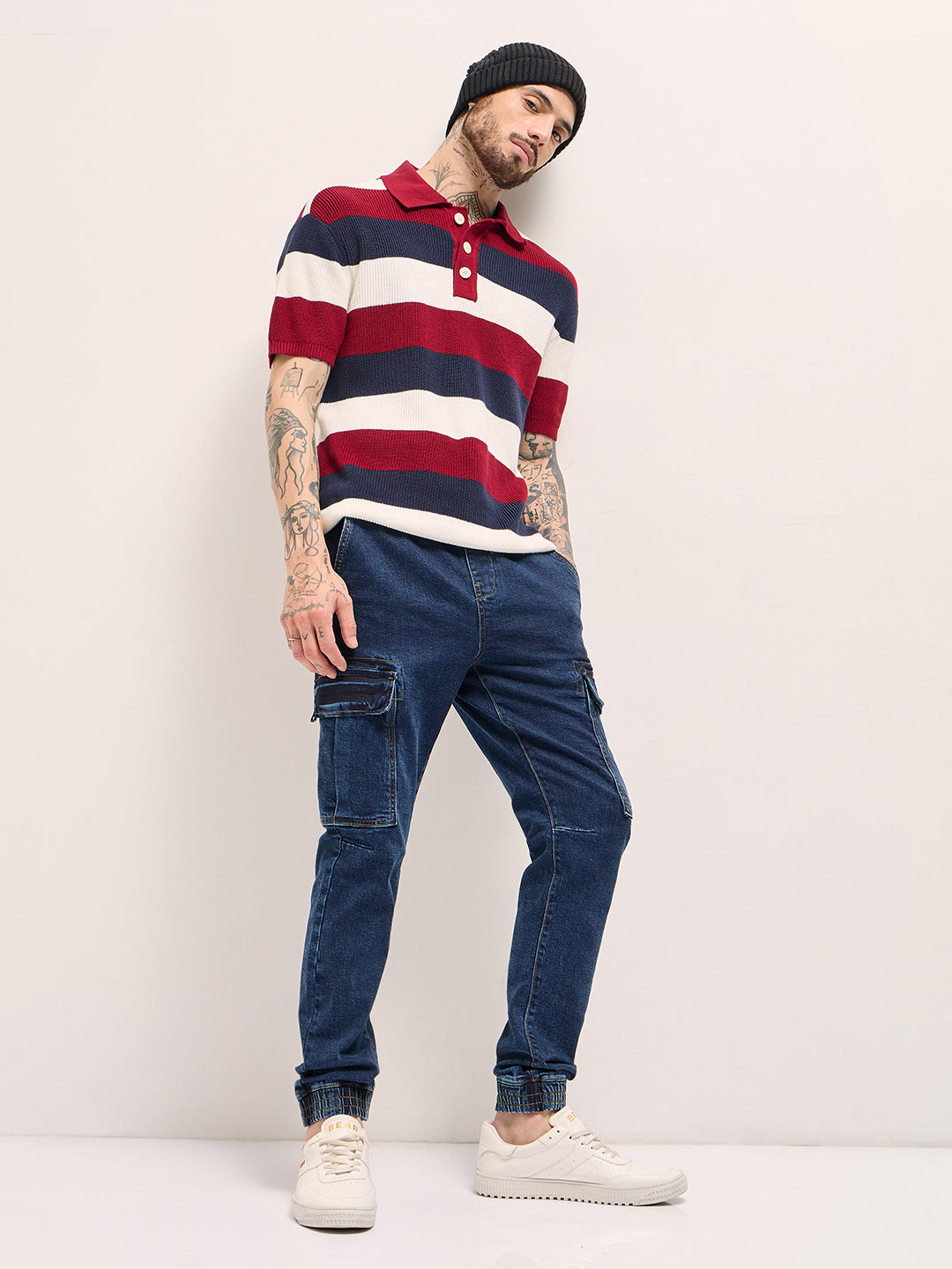 Men Dark Blue Slim Fit Jogger-Style jean