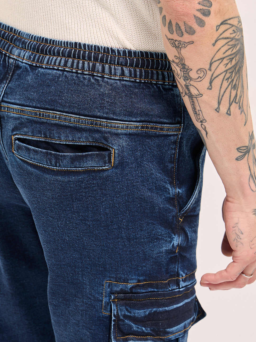 Men Dark Blue Slim Fit Jogger-Style jean
