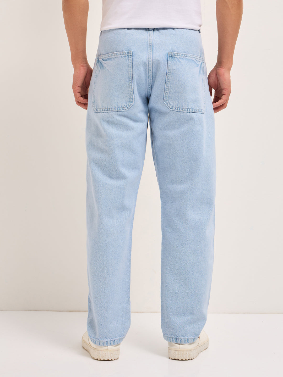Men Light Blue Mid-Rise Elasticated Waist Jeans