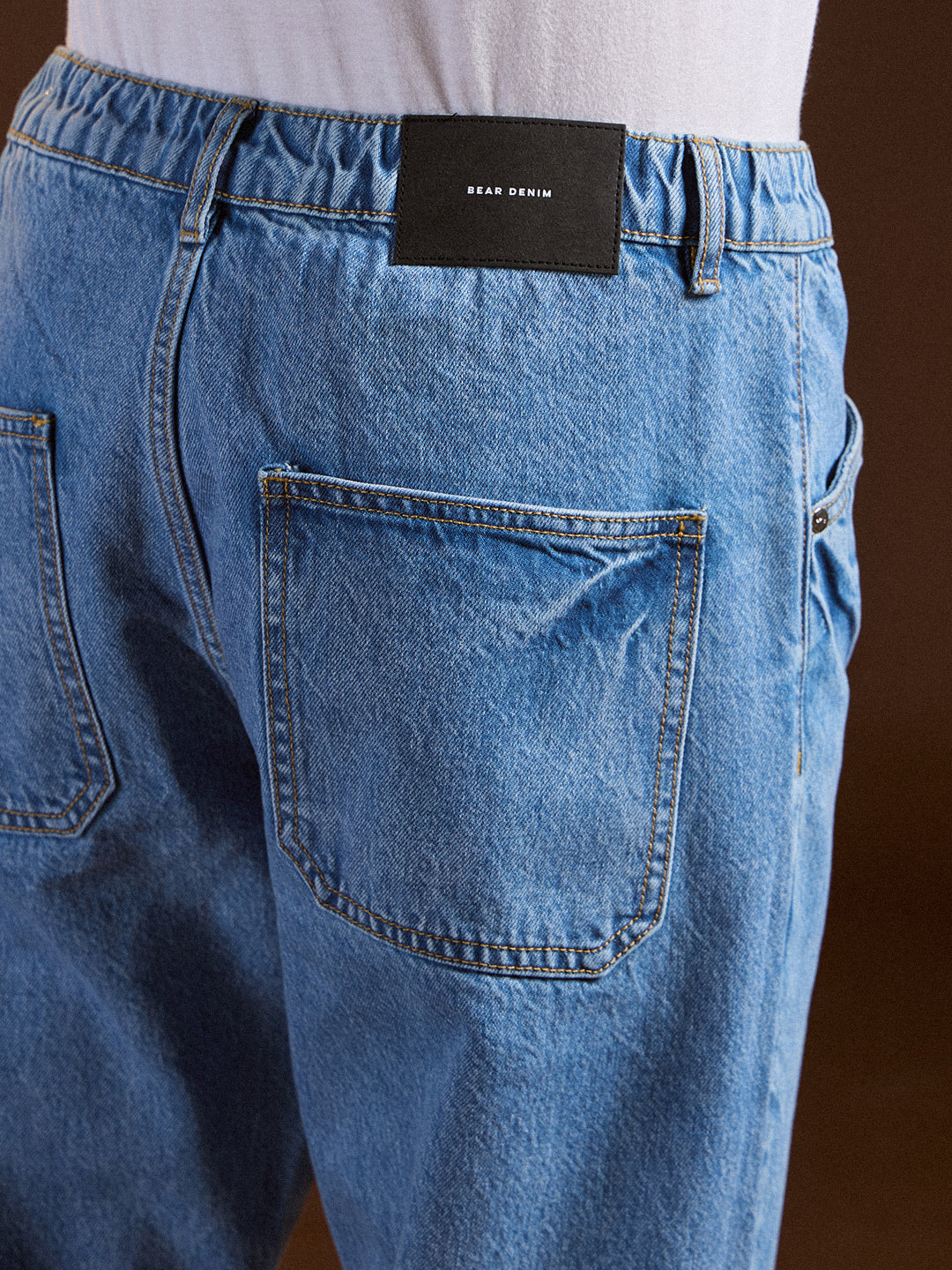 Men Light Blue Mid-Rise Elasticated Waist Relaxed Fit Jeans