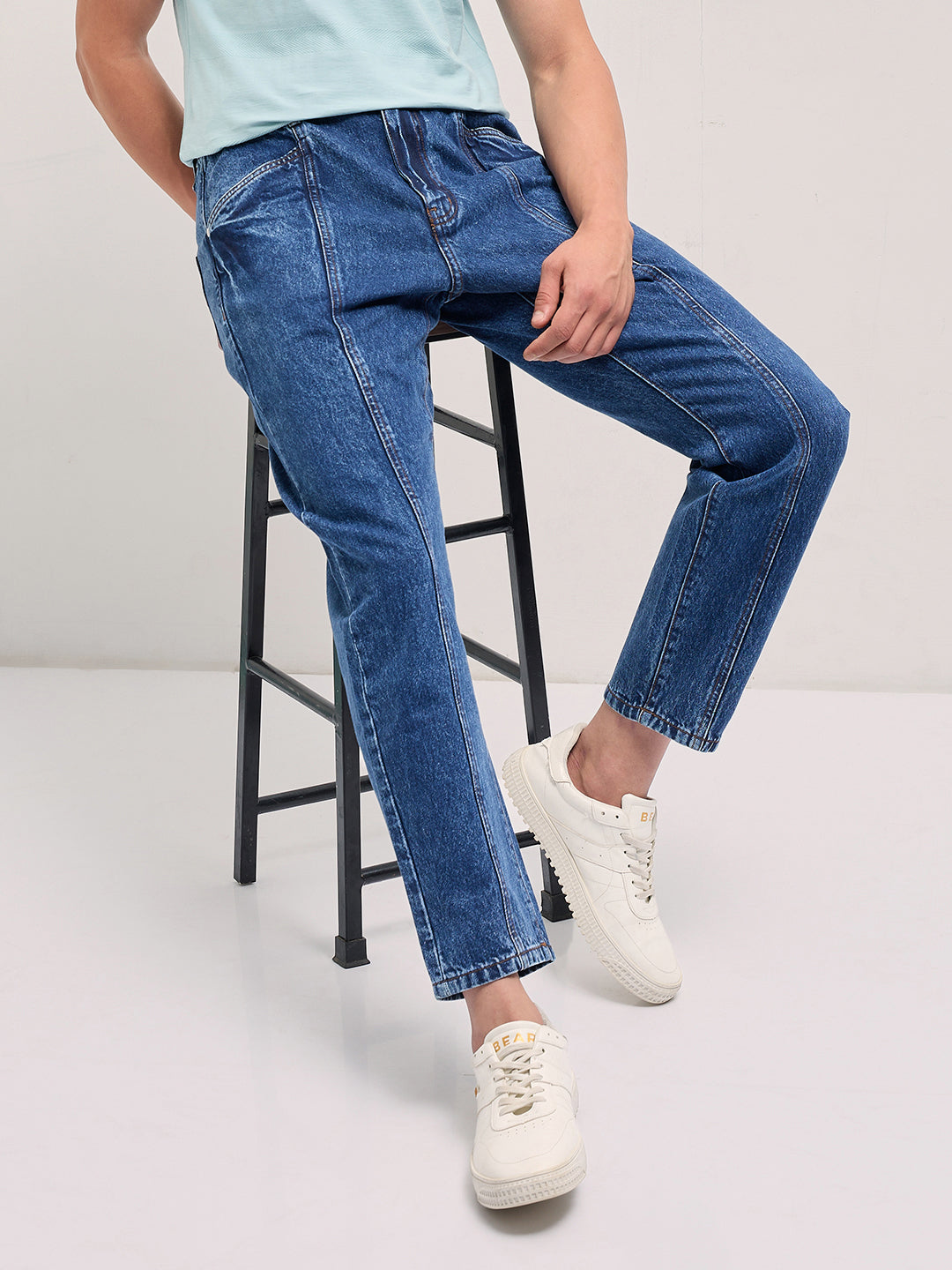 Men Mid Blue Mid-Rise Elasticated Waist Jeans