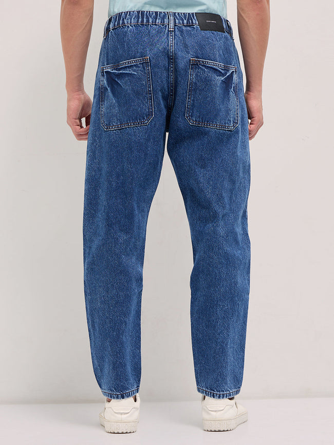 Men Mid Blue Mid-Rise Elasticated Waist Jeans