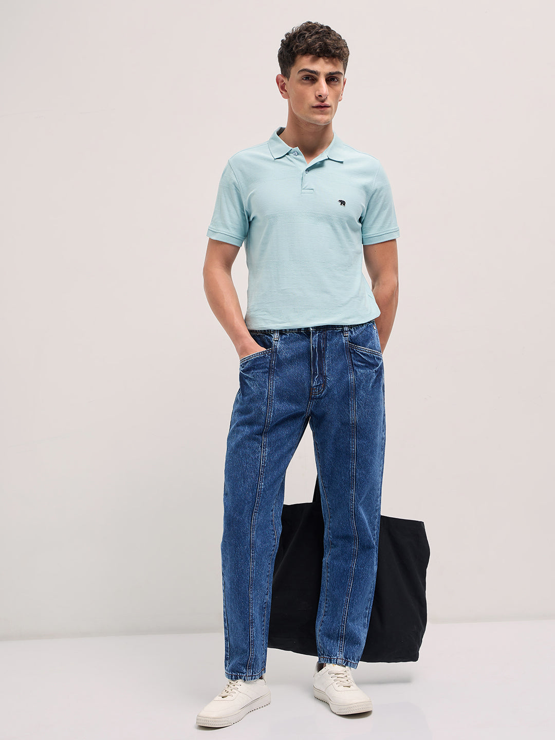 Men Mid Blue Mid-Rise Elasticated Waist Jeans