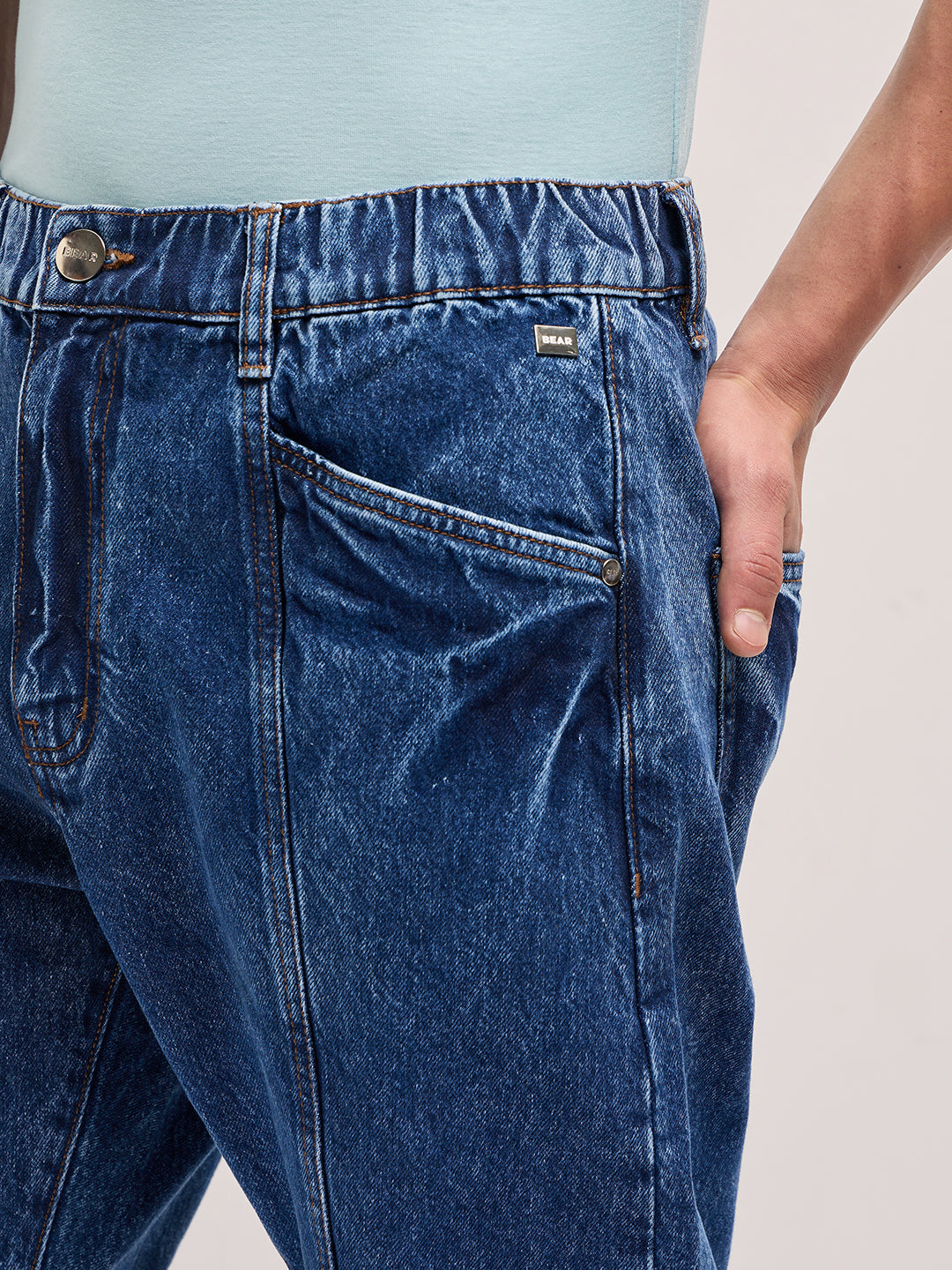 Men Mid Blue Mid-Rise Elasticated Waist Jeans