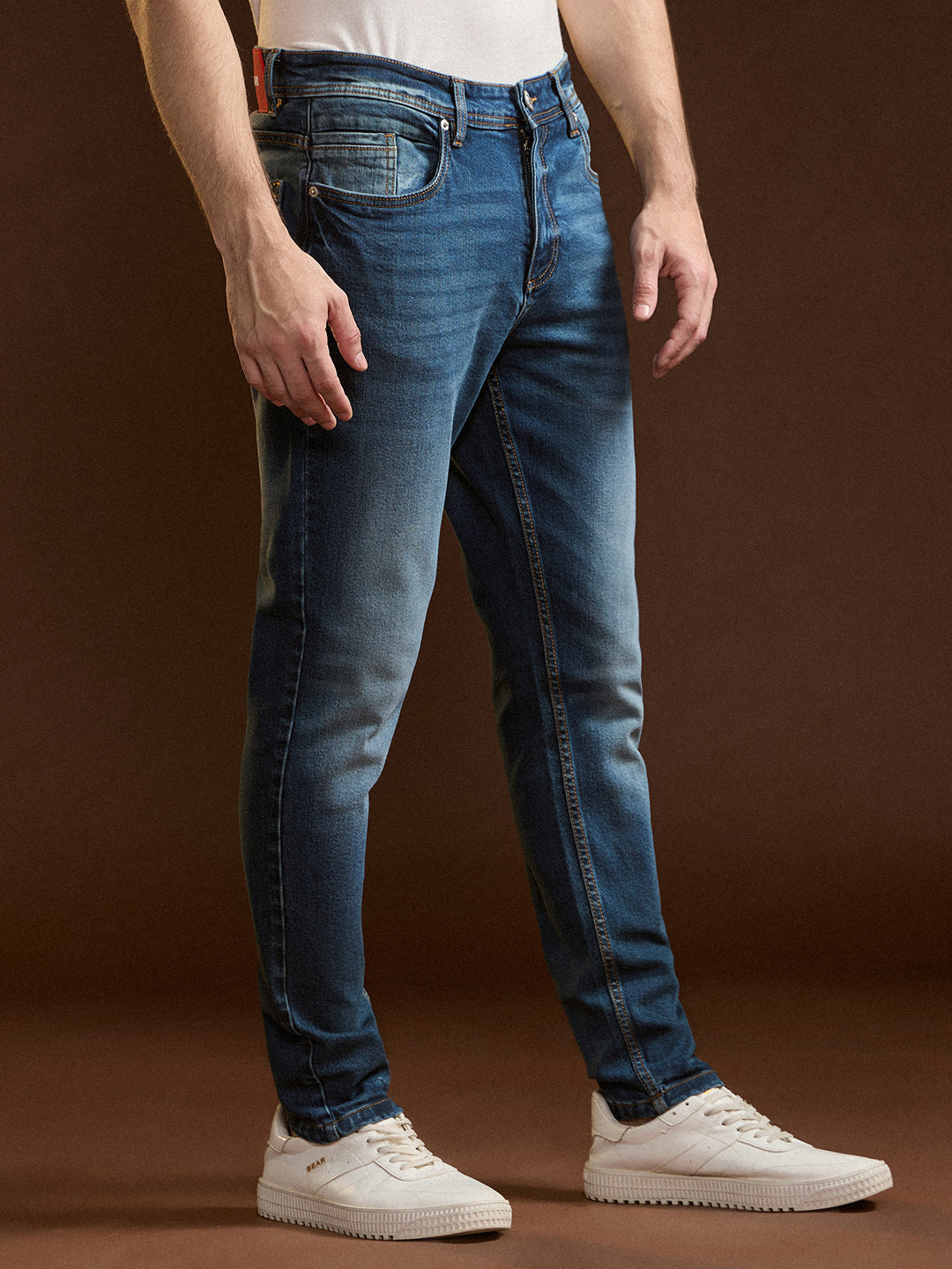 Men Blue Mid-Rise Slim Fit Jeans