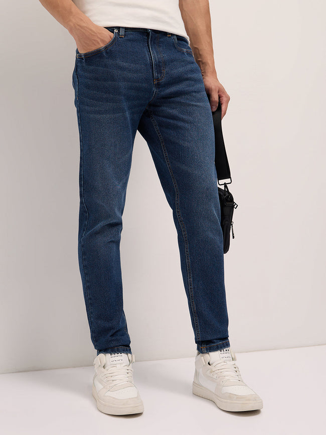 Men Mid Blue Mid-Rise Slim Fit Jeans