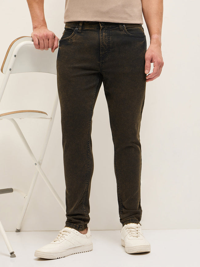 Men Brown Shaded Mid-Rise Skinny Fit Jeans