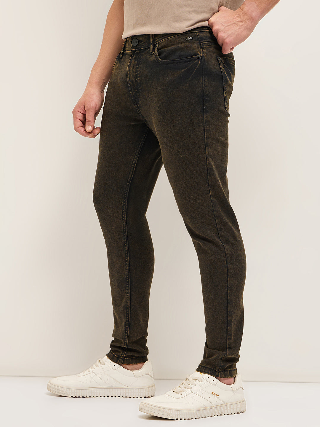 Men Brown Shaded Mid-Rise Skinny Fit Jeans
