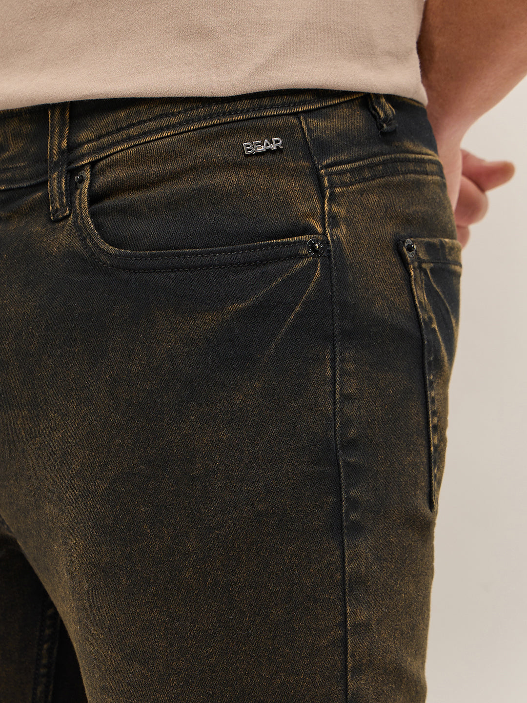 Men Brown Shaded Mid-Rise Skinny Fit Jeans