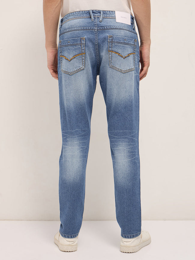 Men Mid Blue Mid-Rise Slim Fit Jeans